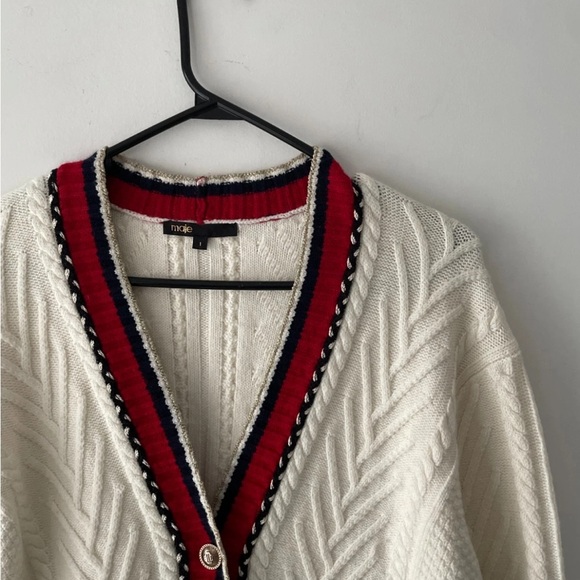 Maje Medhi Elegant Cable Knit Cardigan Sweater sz Small - Picture 2 of 6